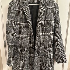 Studio I Black and White Checkered Trench Coat
